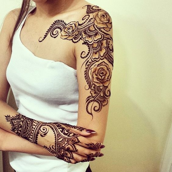 Shoulder and hand mehendi design