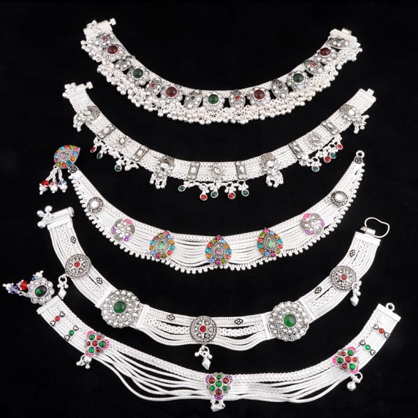 Traditional silver anklets