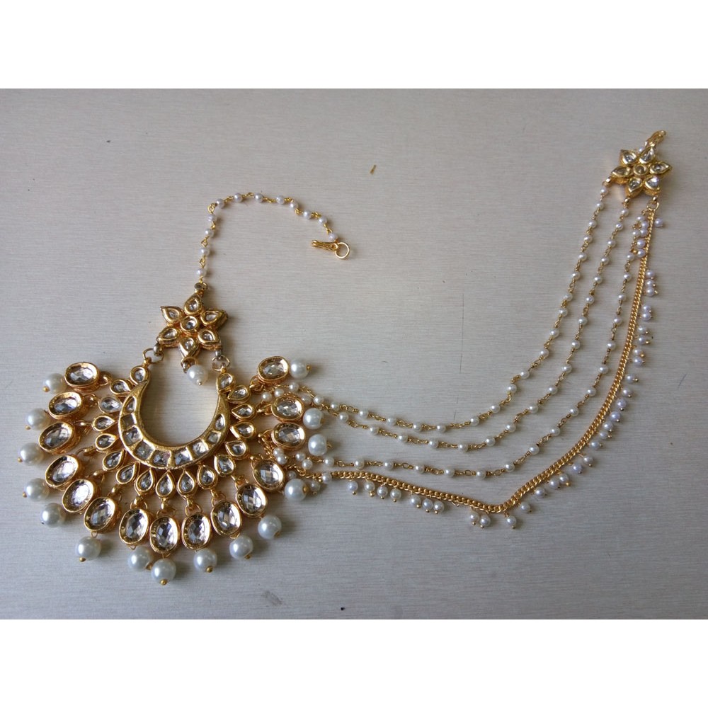 Kundan chandbali maang tikka