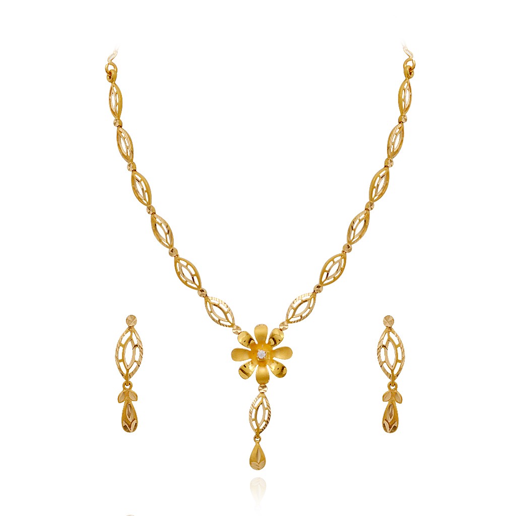 Stylish single flower beautiful gold necklace