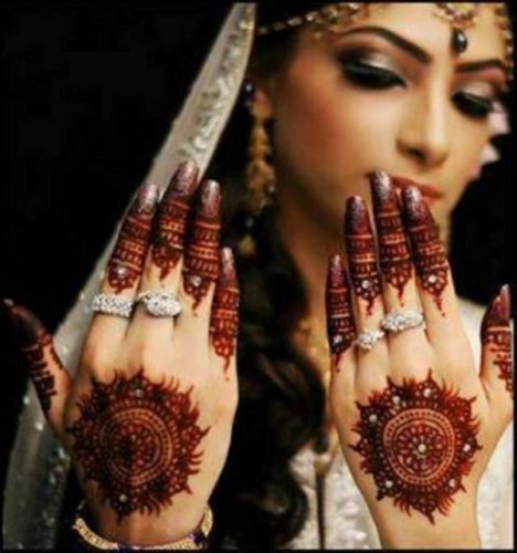 Bridal palm mehendi design