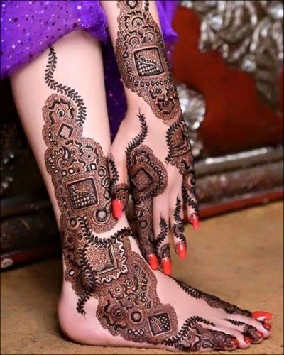 Hand and leg matching mehndi design