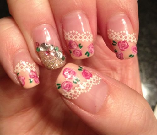 Pink love nail design