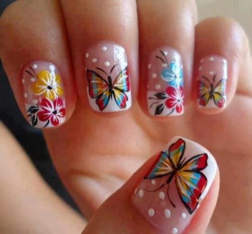 Butterfly design nail art
