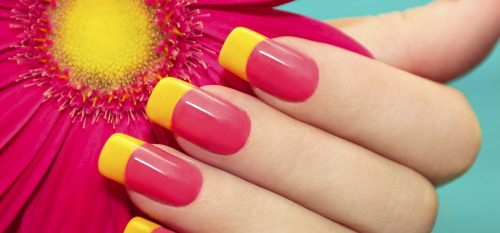 Too cute pink and flower shade nail art