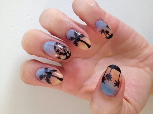 Beautiful scene beach style nail art