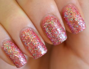 Sprinkle pink colour nail art