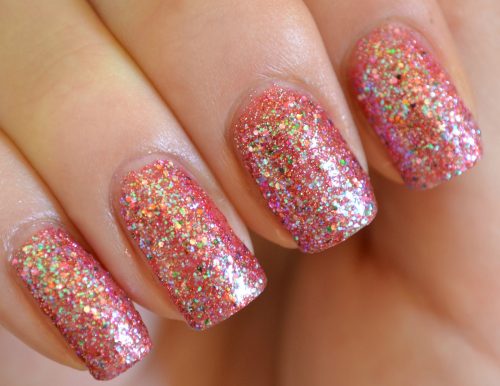Sprinkle pink colour nail art