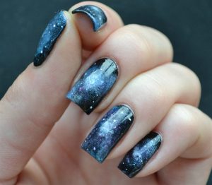 Universe color nail art style