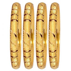 Mansiyaorange Four Traditional Fancy Designer Casual Party Hand Work One Gram Color Golden Bangles for Women