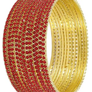 Zulka Gold Plated Bangles Studded by Zircon Set for Women & Girls(Pack of 12)