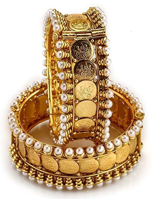 Shining Diva Fashion Latest Stylish Party Wedding Wear Traditional 18k Gold Plated Bangles for Women