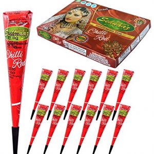 Vimal's Sehnaaz Instant Chilli Red Golecha Henna Mehandi Cone (28 gm) - 12 Piece per pack