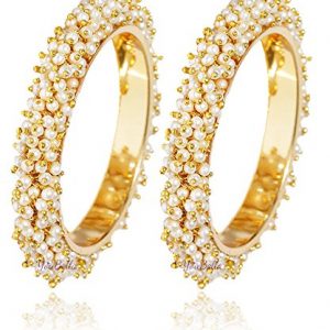 YouBella Jewellery Gold Plated Pearl Studded Bracelet Bangles Set For Women and Girls