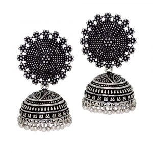 Jaipur Mart Jhumki Earrings for Women (Silver)(GSE247$P)