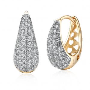 Yellow Chimes Crystals from Swarovski Classic Designer Gold Plated Stylish Hoop Earrings for Women and Girls