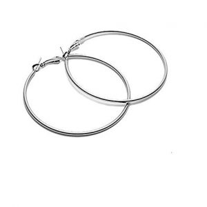 STRIPES Silver Rhodium Polish, Big Hoop Earrings for Women