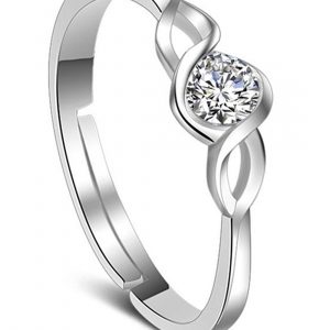 Karatcart Platinum Plated Elegant Classic Crystal Adjustable Ring for Women