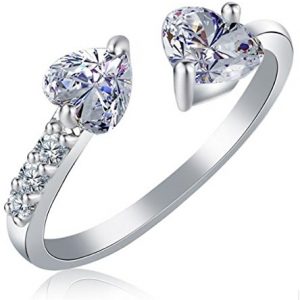 Karatcart Platinum Plated Trendy Elegant Austrian Crystal Heart Cut Adjustable Ring for Women