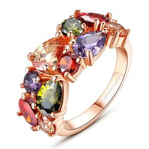 Yellow Chimes Flowerets Vine Swiss Cubic Zirconia 18K Rose Gold Plated Sparkling Ring For Women