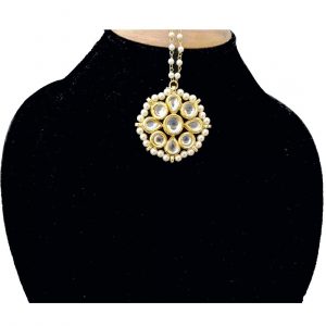 Retailbees Meena Kundan Bridal Wedding Designer Pearls Maang-Tikka Set
