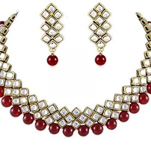 Karatcart Traditional Kundan and Beads Choker Necklace Set for Women