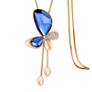 Yellow Chimes Butterfly Long Chain Pendant for Girls