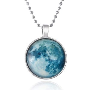 Rack Jack Handmade Moon Necklace Glass Dome Lunar Eclipse Pendant - Green