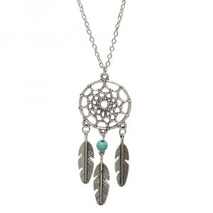 Young & Forever Boho Bohemia Free Spirit Dreamcatcher Silver Pendant Necklace for Girls Women (N267)